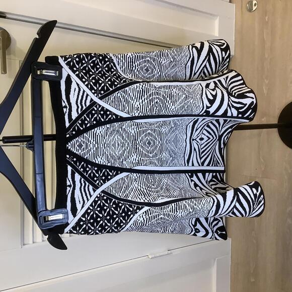 Diane Von Furstenberg Samara Zebra Animal Print Flare Knit Skirt Small Party - Picture 3 of 5